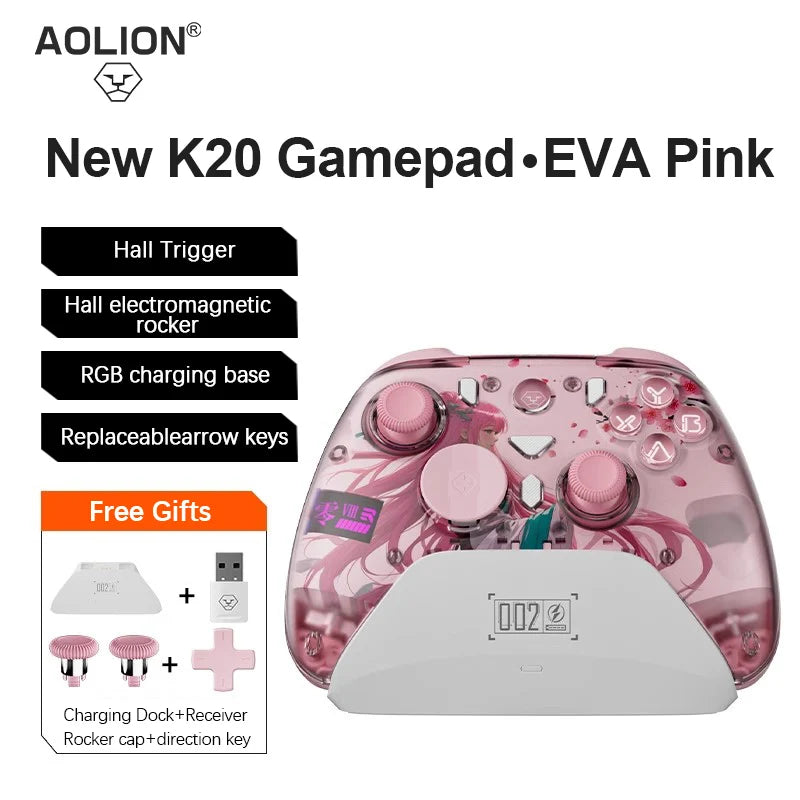 Aolion K10 RGB Wireless Gaming Controller – Gamepad with Charging Dock, Hall Effect Joystick & Trigger for Nintendo Switch 2/PC/Phone