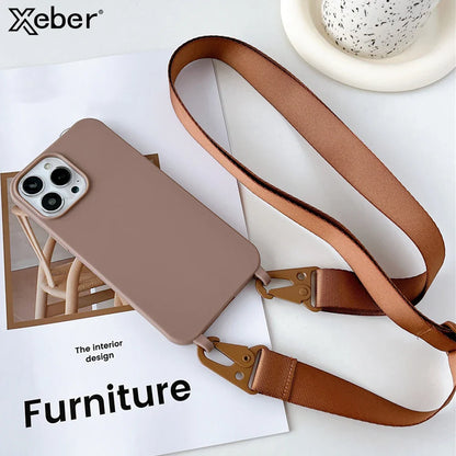 Crossbody Lanyard Silicone Soft Case for iPhone – Shockproof Necklace Strap Cover for iPhone 7–15 Pro Max, XR, XS, X, 11–14