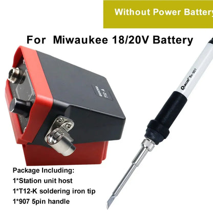 72W T12 Cordless Soldering Station – Compatible with Dewalt, Makita, Milwaukee, Worx 20V Max Li-ion Batteries, DIY Repair Tool