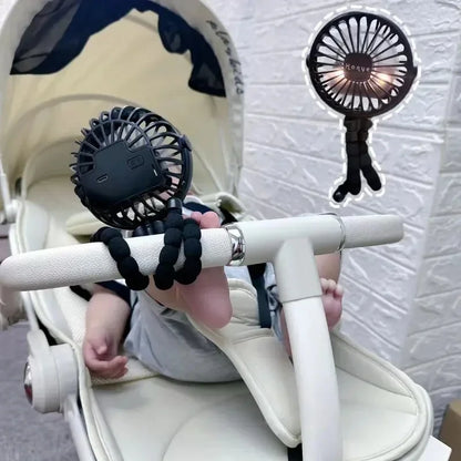 Baby Stroller Fan — Handheld Rechargeable USB Bladeless Mini Folding Fan, Silent Portable Neck & Table Cooler