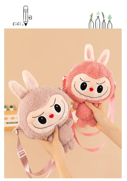 30cm Labubu Cartoon Cute Doll Backpack – Shoulder Crossbody Toy Pouch for Outdoor Travel, Christmas Gift