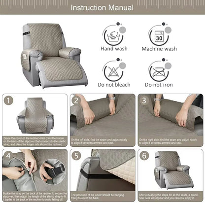 Solid Color Recliner Sofa Cover – Anti-Slip Pet & Kid Proof Chair Slipcover Furniture Protector for Armchair & Recliner Anti-Wear Use