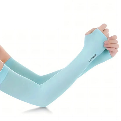 Ice Silk Sun Protection Arm Sleeves – Unisex Anti-UV Elbow Covers for Cycling, Running, Fishing & Driving Outdoors