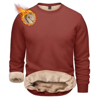 TACVASEN Men’s Winter Fleece Sweatshirt – Thicken Sherpa-Lined Crewneck Pullover, Warm Heavy Winter Top, No Hood
