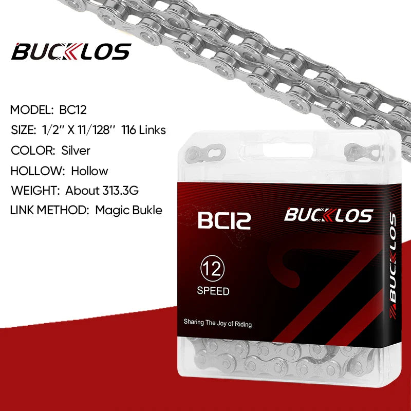 BUCKLOS MTB Bike Chain – 12 & 11 Speed Mountain & Road Bicycle Chain, Compatible with 8-12 Speed Cycling Parts