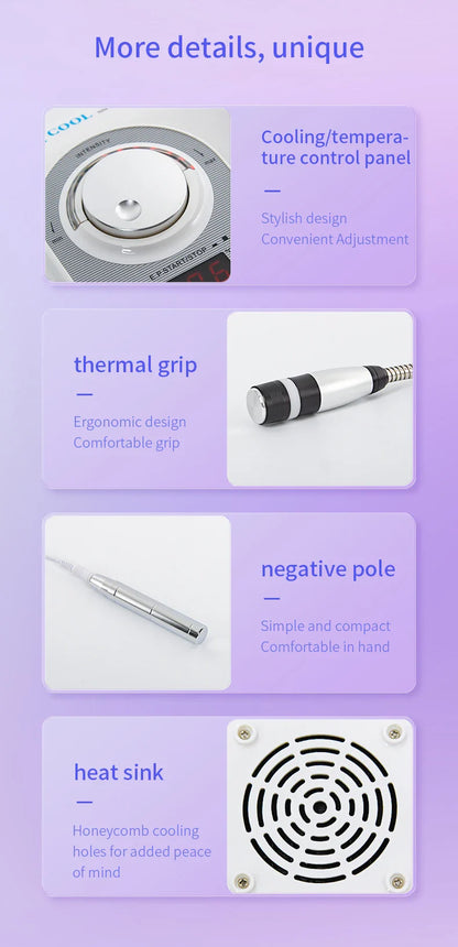 Hot Cold Electroporation No Needle Mesotherapy Machine – Anti-Aging RF Skin Cooling & Face Lifting Facial Equipment