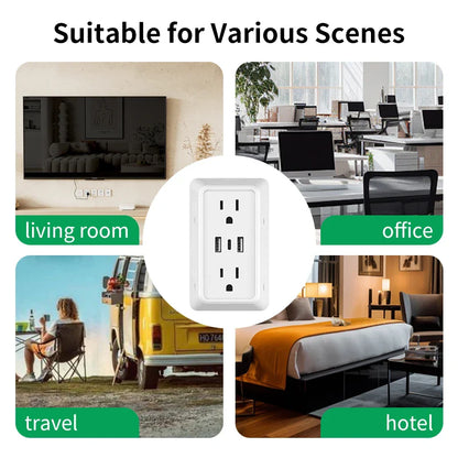 9-in-1 Power Strip – 2 USB Sockets, 1 Type-C Socket, 6 AC Sockets, Compact Wall Plug Power Expander