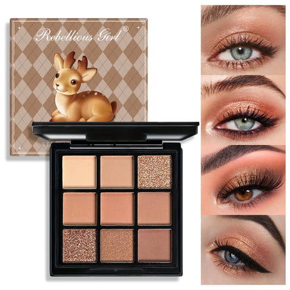 9-Grid Eyeshadow Palette – Glitter, Pearlescent, Matte, Shimmer Long-Lasting Eye Makeup for Women
