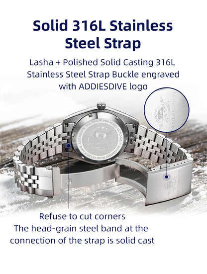 ADDIESDIVE 2024 Luxury Couple Watches – Sapphire Crystal Automatic Mechanical NH35A Steel Wristwatch for Men & Women Gift