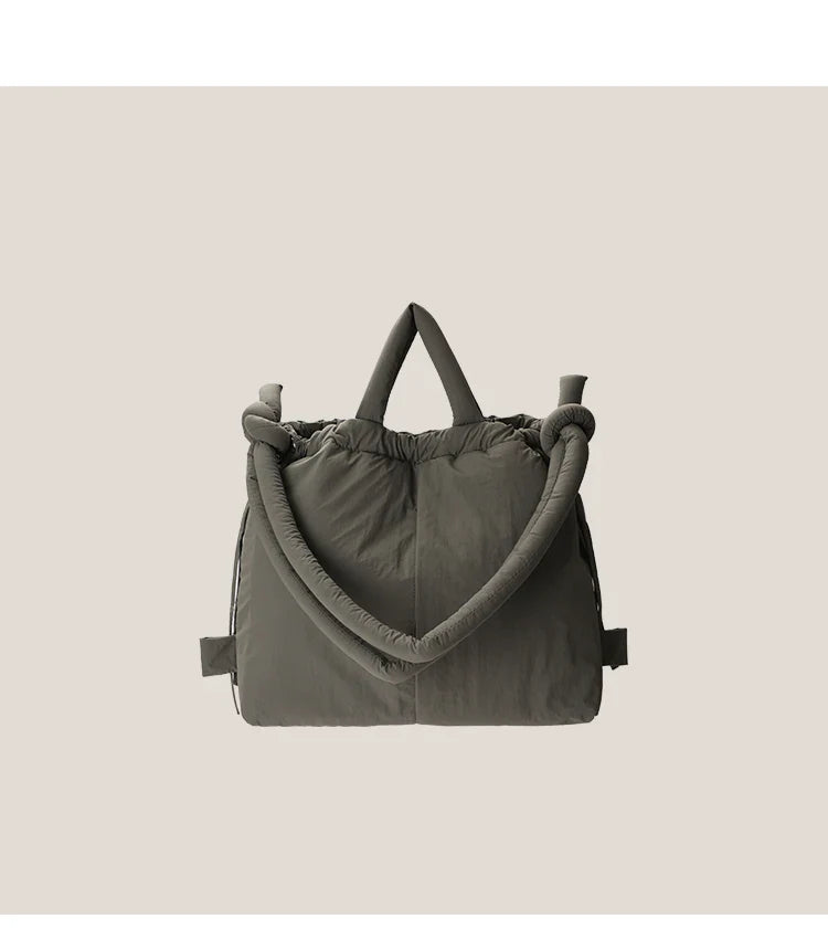 2023 Casual Nylon Padded Tote Bag – Soft Puffer Shoulder & Crossbody Handbag for Women, Large Capacity Vintage Design