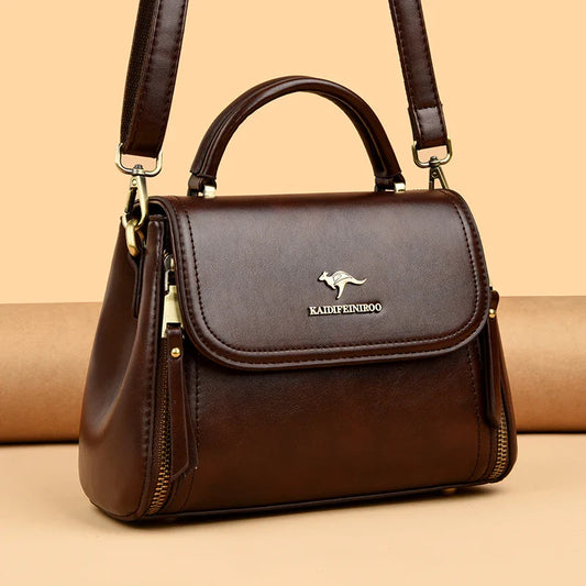 Luxury Women’s Leather Designer Handbag – High Quality Casual Tote Top-Handle Shoulder Messenger Bag