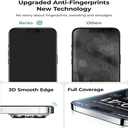 Matte Frosted Screen Protector for iPhone 11–16 Series – Oleophobic Coating, Dust-Free Installation, Anti-Glare Glass Film