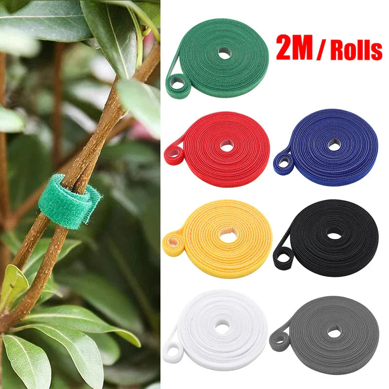 3 Rolls Green Garden Twine Plant Ties - Nylon Plant Bandage with Hook Loop for Bamboo Cane Wrap Support - Garden Accessories