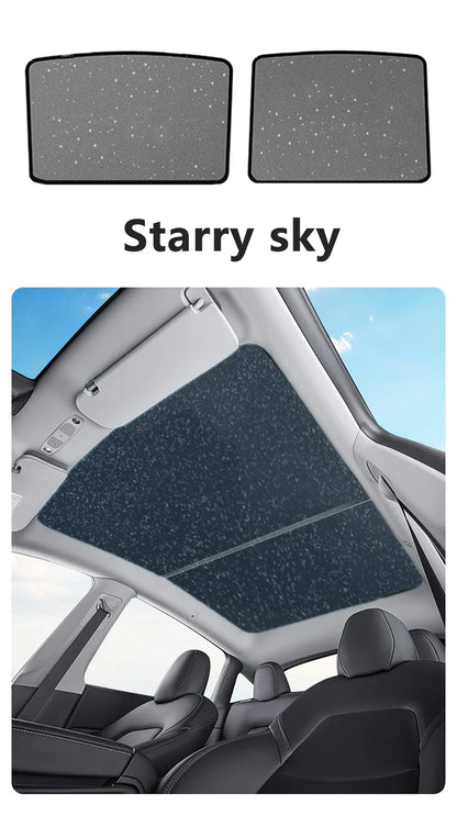 Split Sunshade for Tesla Model 3 (2017-2023) & Model Y – Front & Rear Sunroof Windshield Skylight Glass Roof Cooling Shade