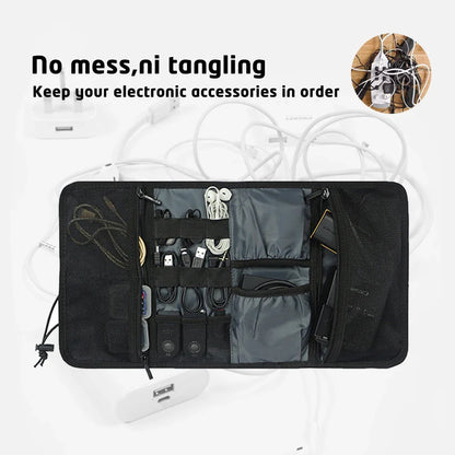 Tech Travel Essential: Electronic Organizer Cord Pouch - Roll-Up Case for USB Cables, Charger, and Phone Accessories