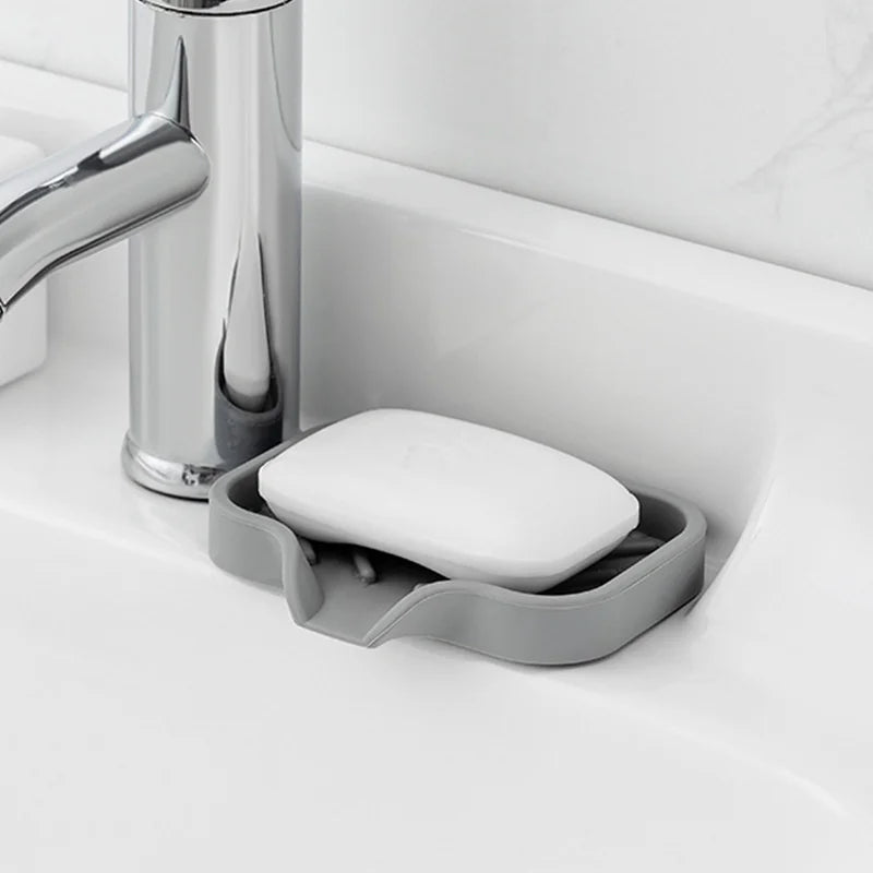 Sink Silicone Tray with Drain – Soap & Sponge Holder, Countertop Scrubber Brush Storage Rack, Kitchen Organizer