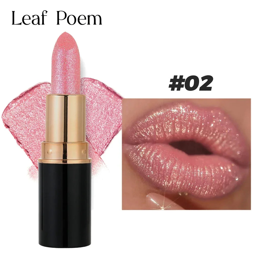 6 Colors Glitter Metallic Lipstick – Waterproof, Long-Lasting Diamond Pearlescent Lip Gloss for Moisturizing Sexy Lips