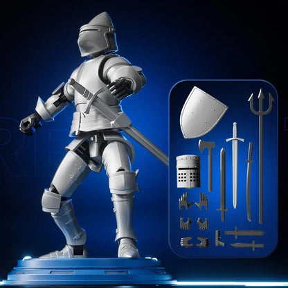 Knight Action Figures Paladin - 13-Jointed Movable Shapeshift Robot, 3D Printed Mannequin Character Toy, Kids Gifts