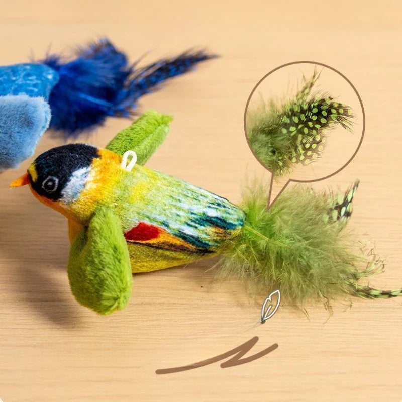 Interactive Bird Cat Toy - Sounding Catnip Teaser Toy for Indoor Cats, Wall Hanging Chasing & Play Activity
