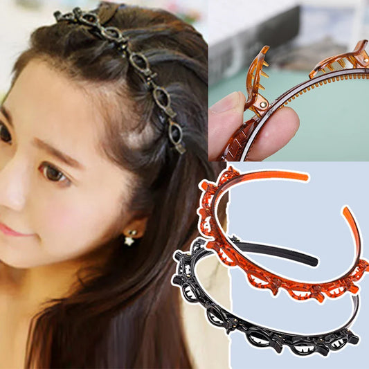 Multi-Layer Hollow Braided Headband – Women's Bangs Hair Clip for Hairdressing and Styling