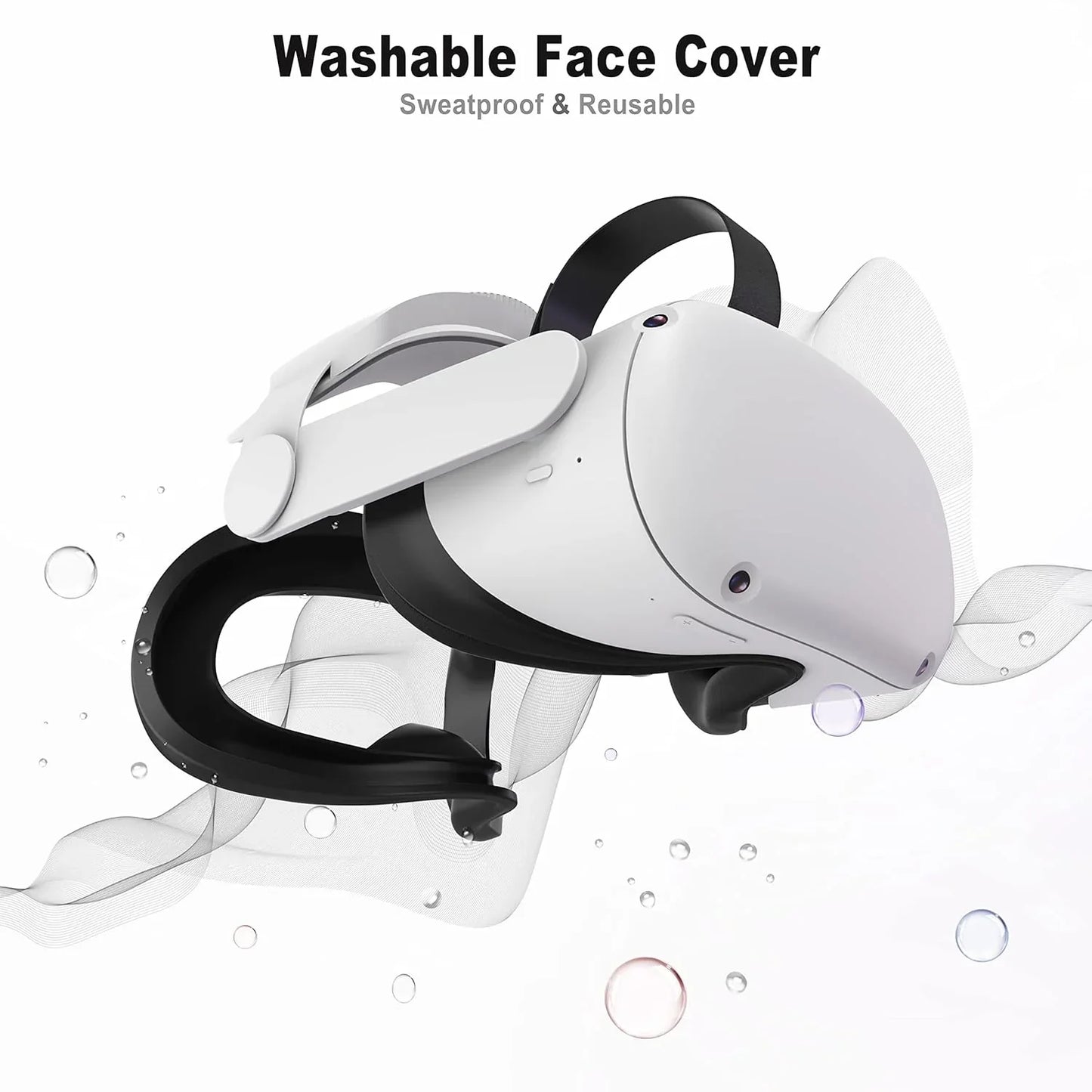 Oculus Quest 2 Face Pad Cover with Lens Protectors — Washable Silicone VR Cover for Meta Quest 2 Accessories