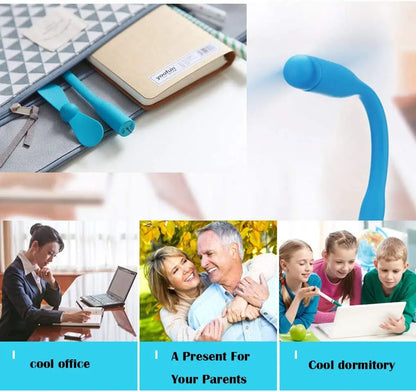 Mini USB Flexible Fan – Bendable Portable Hand Fan for Laptop, PC, Power Bank, and AC Charger, Summer Cooling Gadget