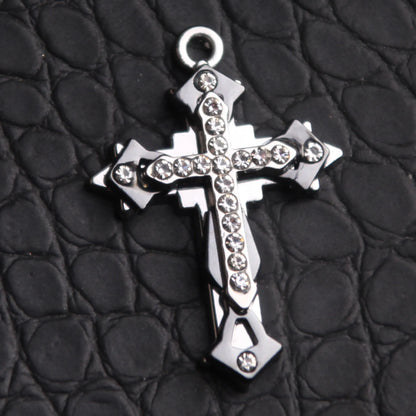 High-Quality Titanium Steel Cross Pendant Necklace – Non-Fading Hip-Hop Chain, Trendy Unisex Statement Jewelry for Men and Women