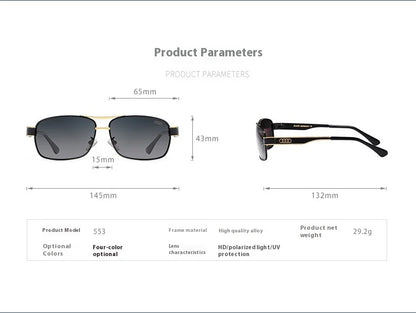Audi UV400 Polarized Rectangle Sunglasses – Anti-Glare Driving & Motorcycle Glasses for Men & Women (Cycling, Model 553)