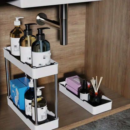 Bathroom Storage Rack with Wheels - 3/4 Layer Rolling Utility Cart & Multi-Purpose Corner Shelf Organizer