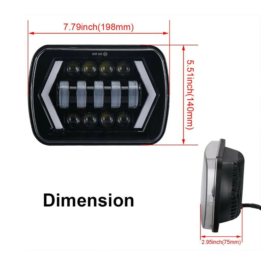 7 Inch LED Headlights - Hi-Lo Beam Halo DRL 12V/24V with H4 Harness for Jeep Wrangler, Cherokee & Motorcycle