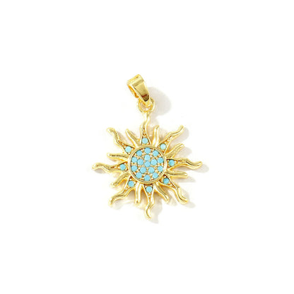 Blue Cubic Zirconia Ocean Charm Pendant Set – 18K Gold Plated Starfish, Mermaid & Conch DIY Necklace Jewelry