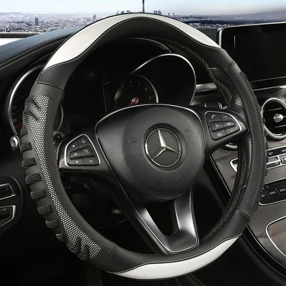 3D Honeycomb Leather Steering Wheel Cover – Durable Anti-Slip Universal Fit for 14.5-15 Inch Wheels
