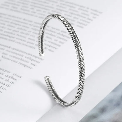 Retro Tibetan Six-Character Mantra Bracelet — Silver Plated Lotus Cuff for Men