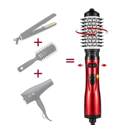 3-in-1 Rotating Hair Dryer & Straightener Brush – Hot Air Comb with Negative Ion Hair Styler