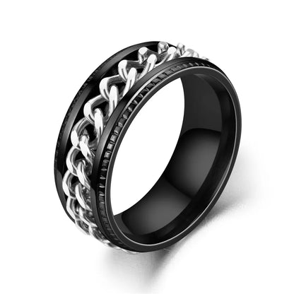 Titanium Steel Spinner Chain Ring - Rotatable Decompression Ring with Bottle Opener Design for Men & Women