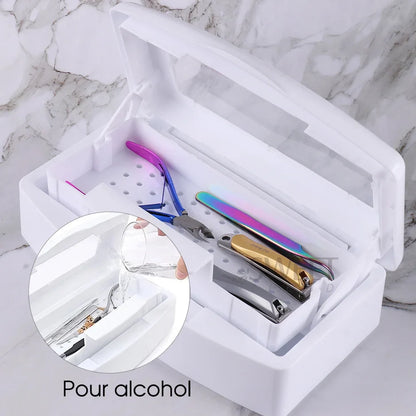Nail Sterilizer Disinfection Box Pink | Manicure Metal Tool & Tweezers Sterilizer Tray for Salon