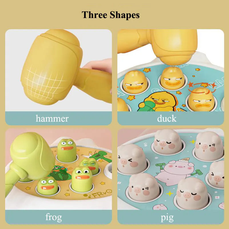 Duck/Frog/Pig Baby Toy: Montessori Learning Game Educational Puzzle with Hammer | Gift for 12-24 Months Toddler Boy/Girl