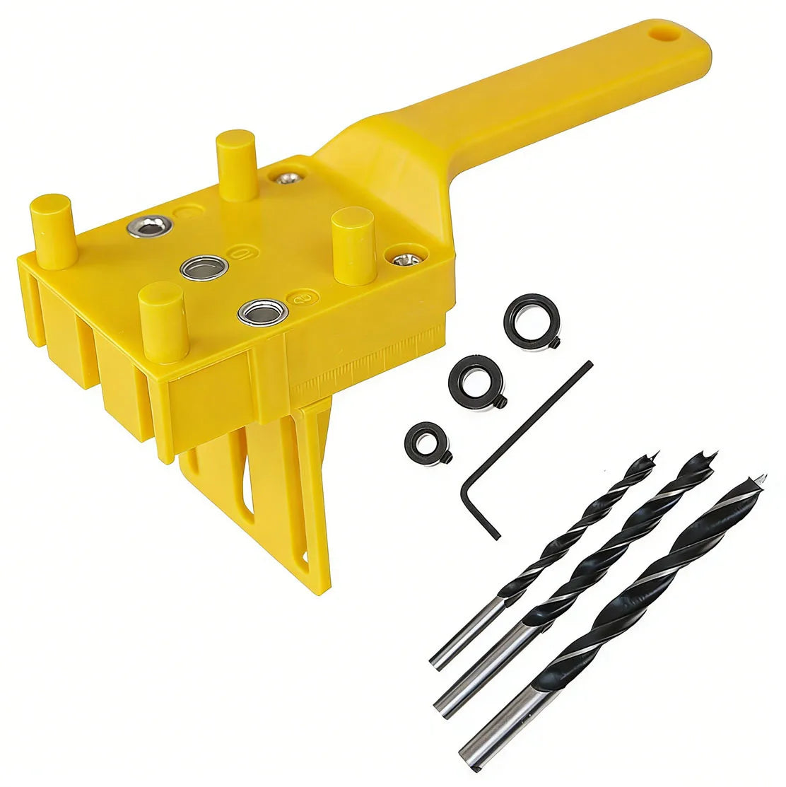 3-in-1 Self-Centering Dowel Jig Drill Guide Kit – 6/8/10mm Woodworking Straight Hole Punching & Joinery Positioning Tool