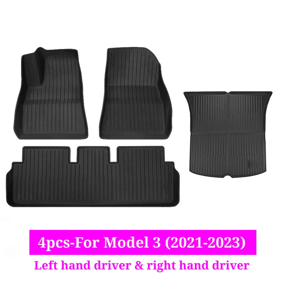 XPE All-Weather Floor Mats for Tesla Model 3/Y (2021-2024) – Waterproof Non-Slip Rubber Trunk Cargo Liner