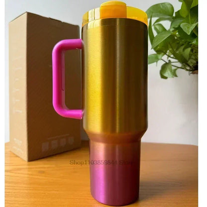 2025 New Stainless Steel Travel Mug with Handle & Straw Lid – 30oz/40oz Vacuum Insulated, Double Wall Thermal Iced Cup