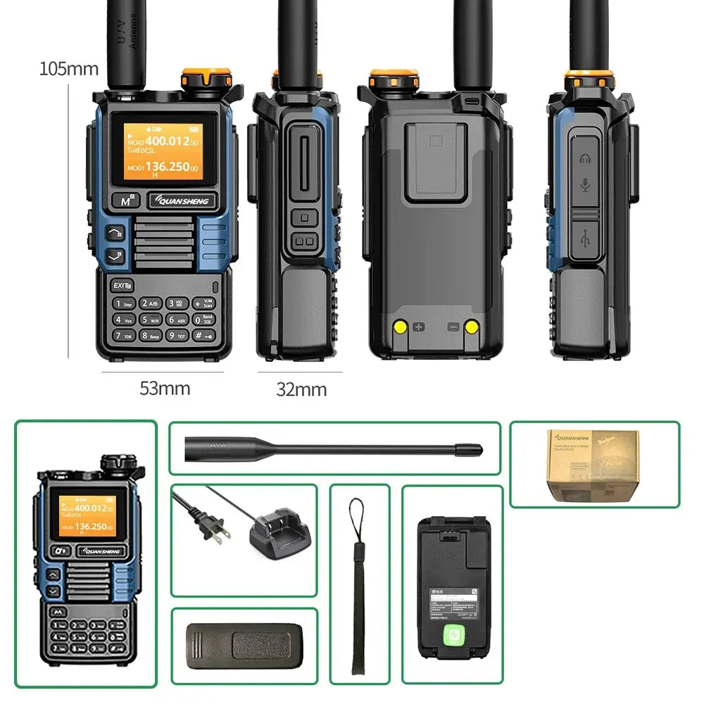 Quansheng UV-K6 Upgrade UV-K5 Interphone – 5W Air Band Radio, UHF/VHF, DTMF, FM Scrambler, NOAA Wireless Frequency with Type-C Charging