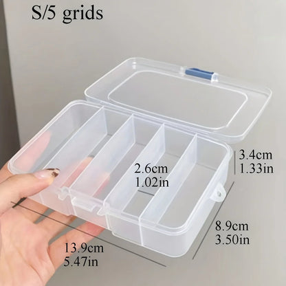 Clear 5/6-Grid Portable Storage Box | Hair Clips & Jewelry Organizer with Dust-Proof Lid for Travel