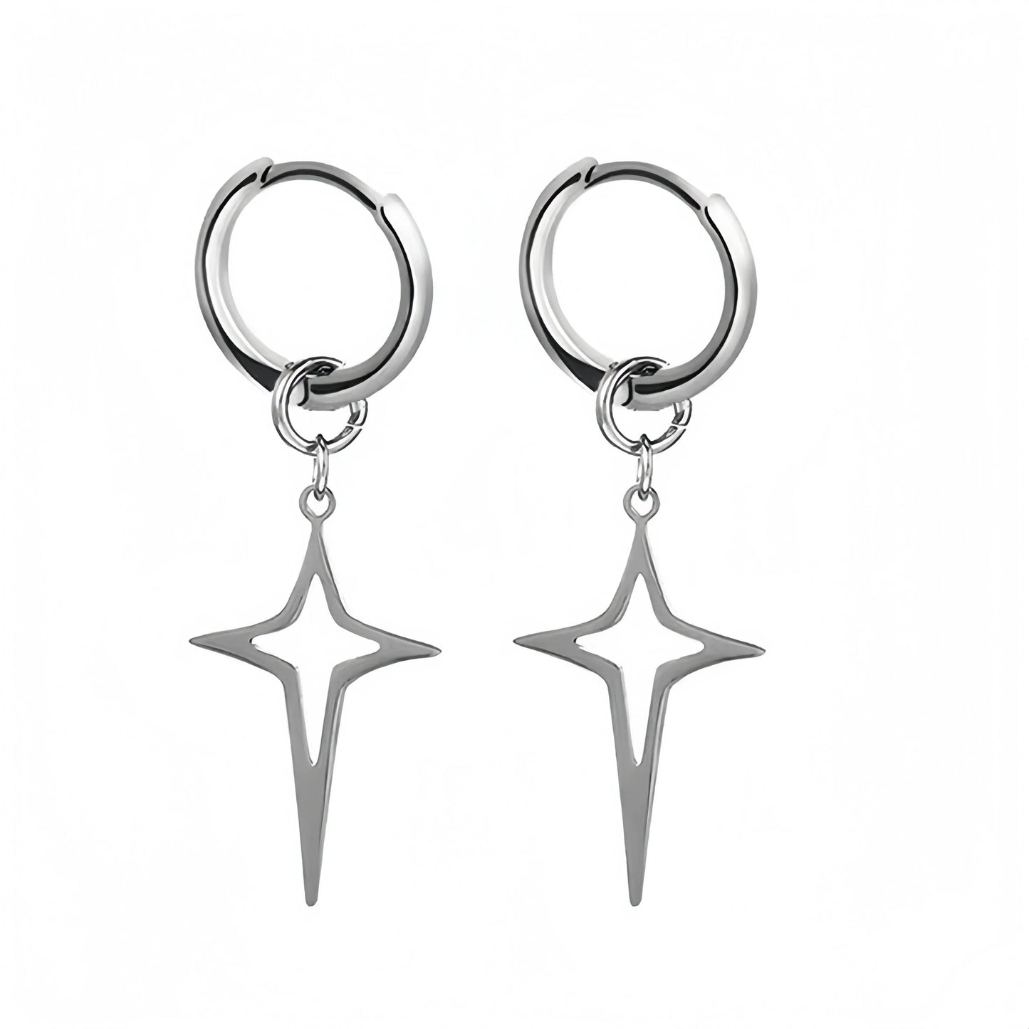 Long Hanging Cross & Leaf Hoop Earrings – Vintage Stainless Steel Hip Hop Unisex Jewelry Accessories