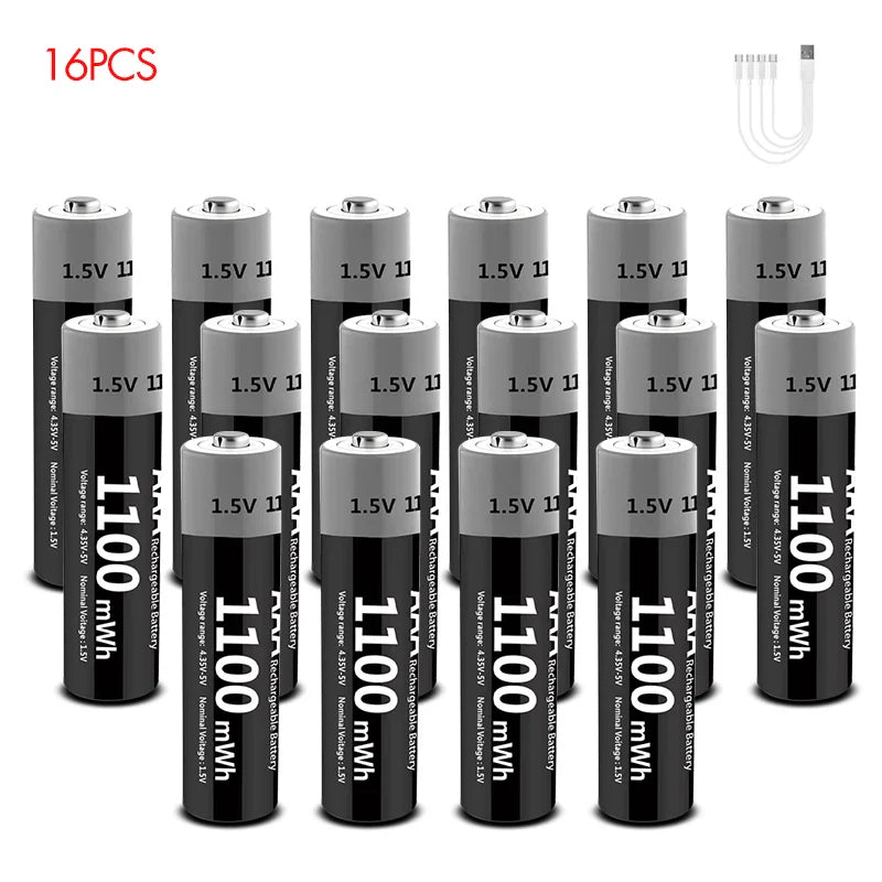 MATOV USB Rechargeable Li-ion AA 3400mWh & AAA 1100mWh 1.5V Batteries Pack