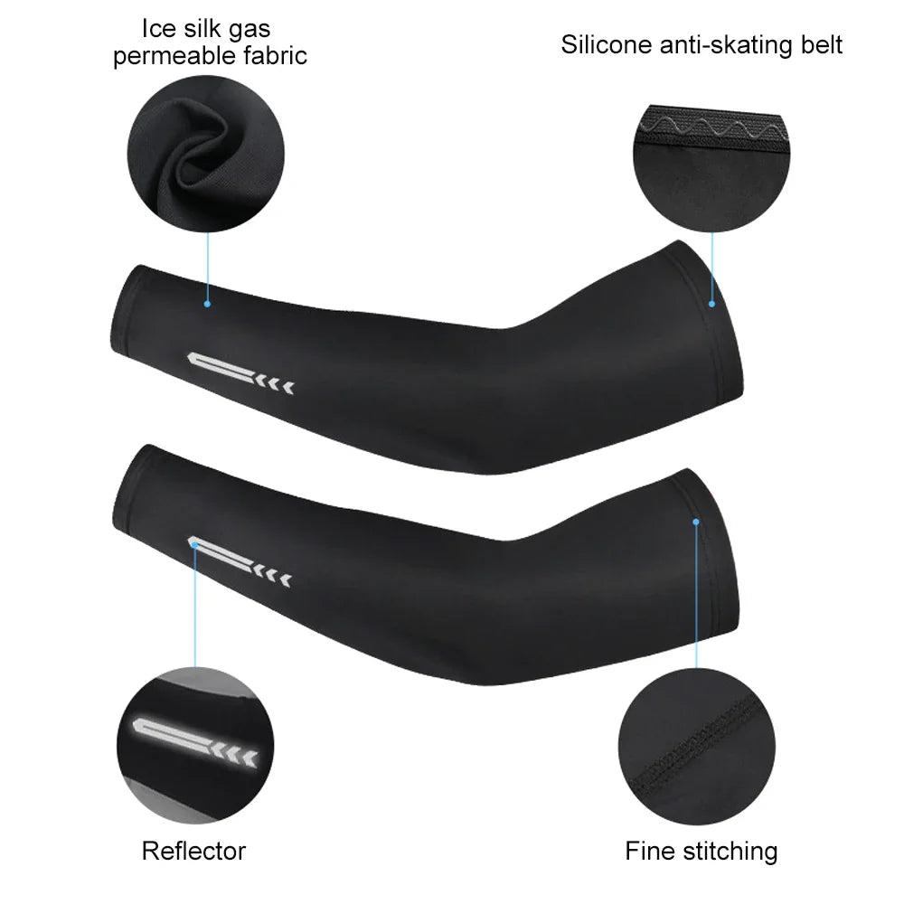 1 Pair Ice Fabric UV Protection Arm Sleeves: Breathable Cooling for Fitness, Basketball, Cycling - UPF 50