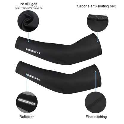 1 Pair Ice Fabric UV Protection Arm Sleeves: Breathable Cooling for Fitness, Basketball, Cycling - UPF 50