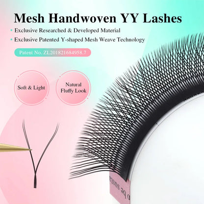 NAGARAKU YY-Shape Eyelash Extensions – Double & Triple Split Tips, Interlaced Root Lashes