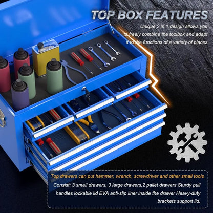 8-Drawer Rolling Tool Chest – Mobile Tool Box with Wheels, Garage Storage Cabinet