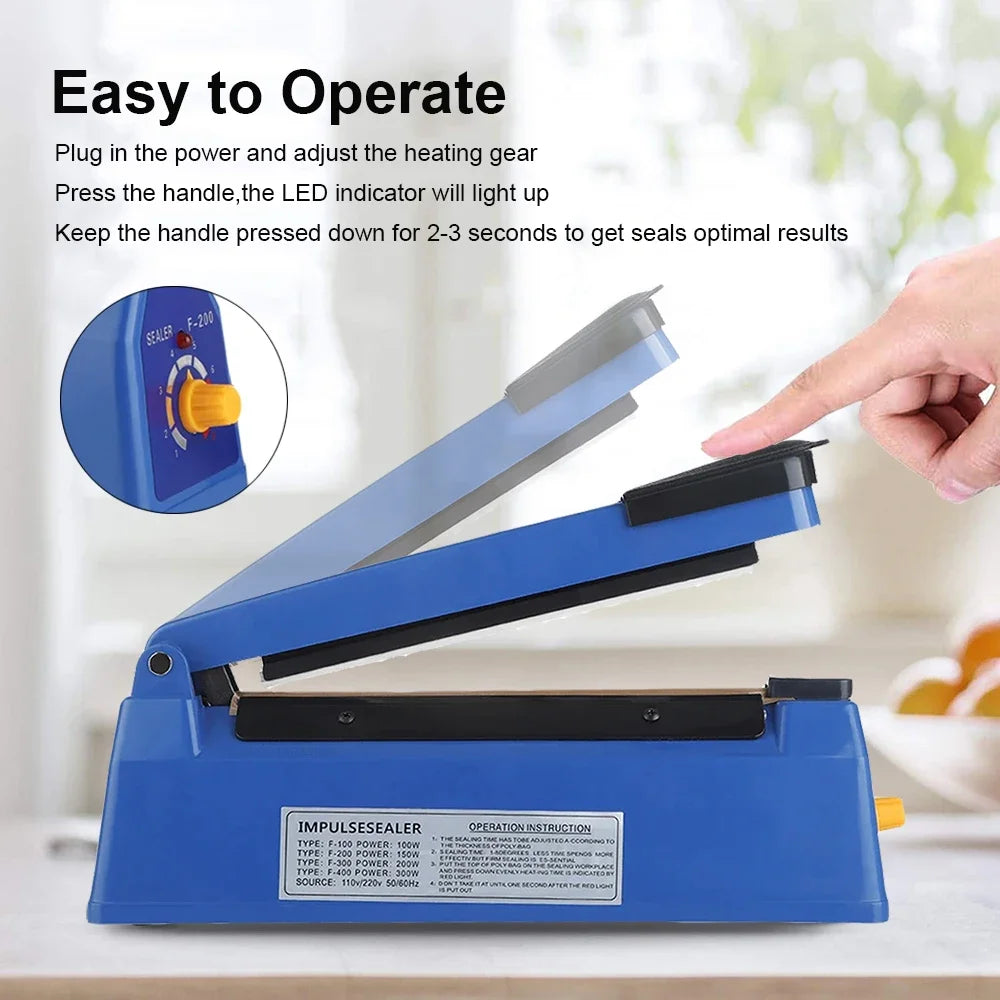 Electric Heat Sealer Machine — Hand Press Vacuum Impulse Sealer for Food, Plastic Bags, Balloons & Packaging