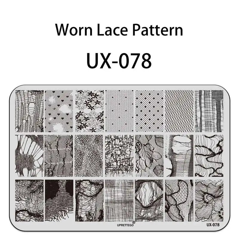 UX Serial 2 Stainless Steel Stamping Plate Template – Vintage Abstract Fabric Texture Pattern for Nail Art, Floral Lace, Xmas & Halloween Designs (UX52)